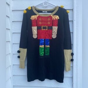 Black and Gold Nutcracker Ugly Christmas Sweater 🥜🎄